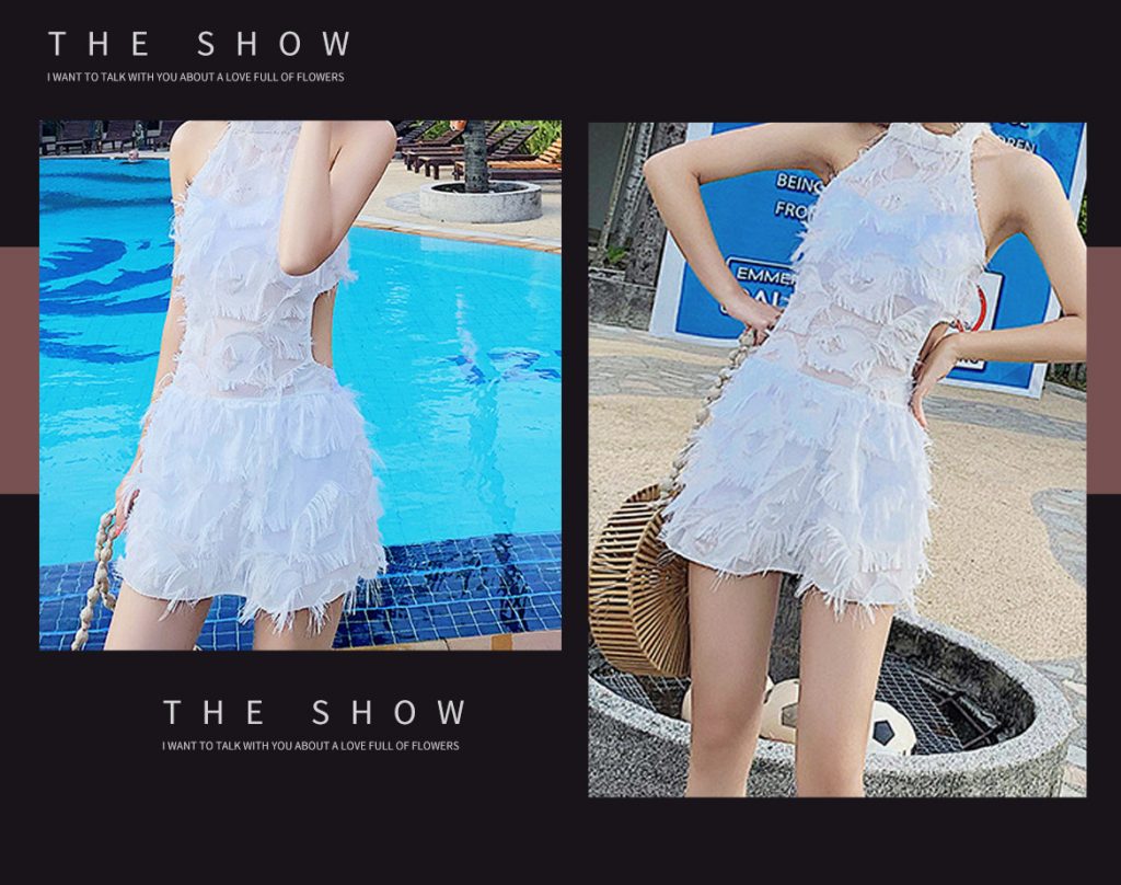 One piece Bikini Skirt Backless Sexy Water Transparent Perspective