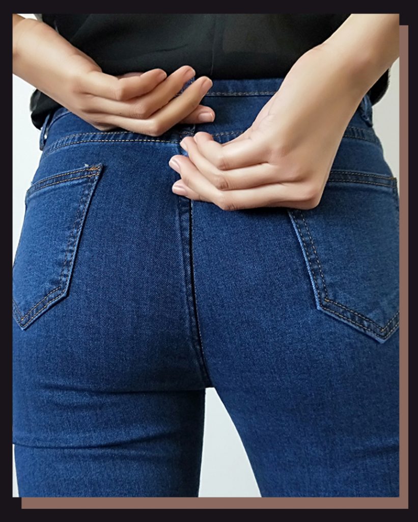 Outdoor Exposed Jeans Crotchless Jeans Back Zipper Women Sex Pants